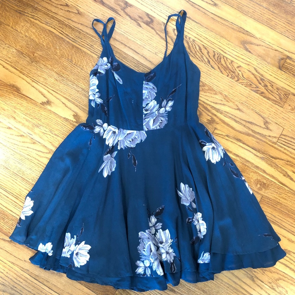 Kimchi Blue Teal Floral Print Skater Dress